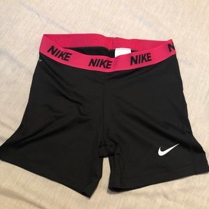 Black Nike Pro 5” Shorts (Pink Waistband)